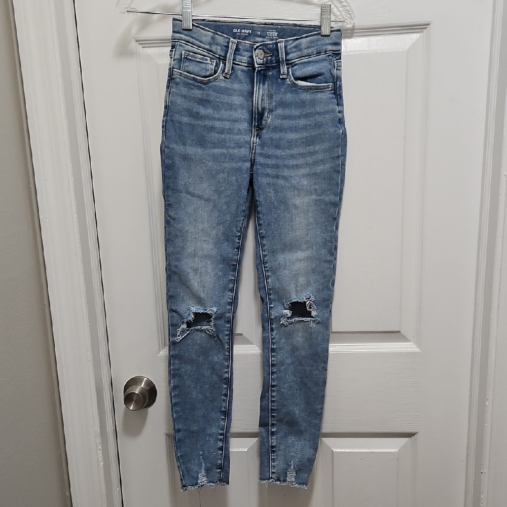 Old Navy Blue High Rise Jeans with Distressed Style